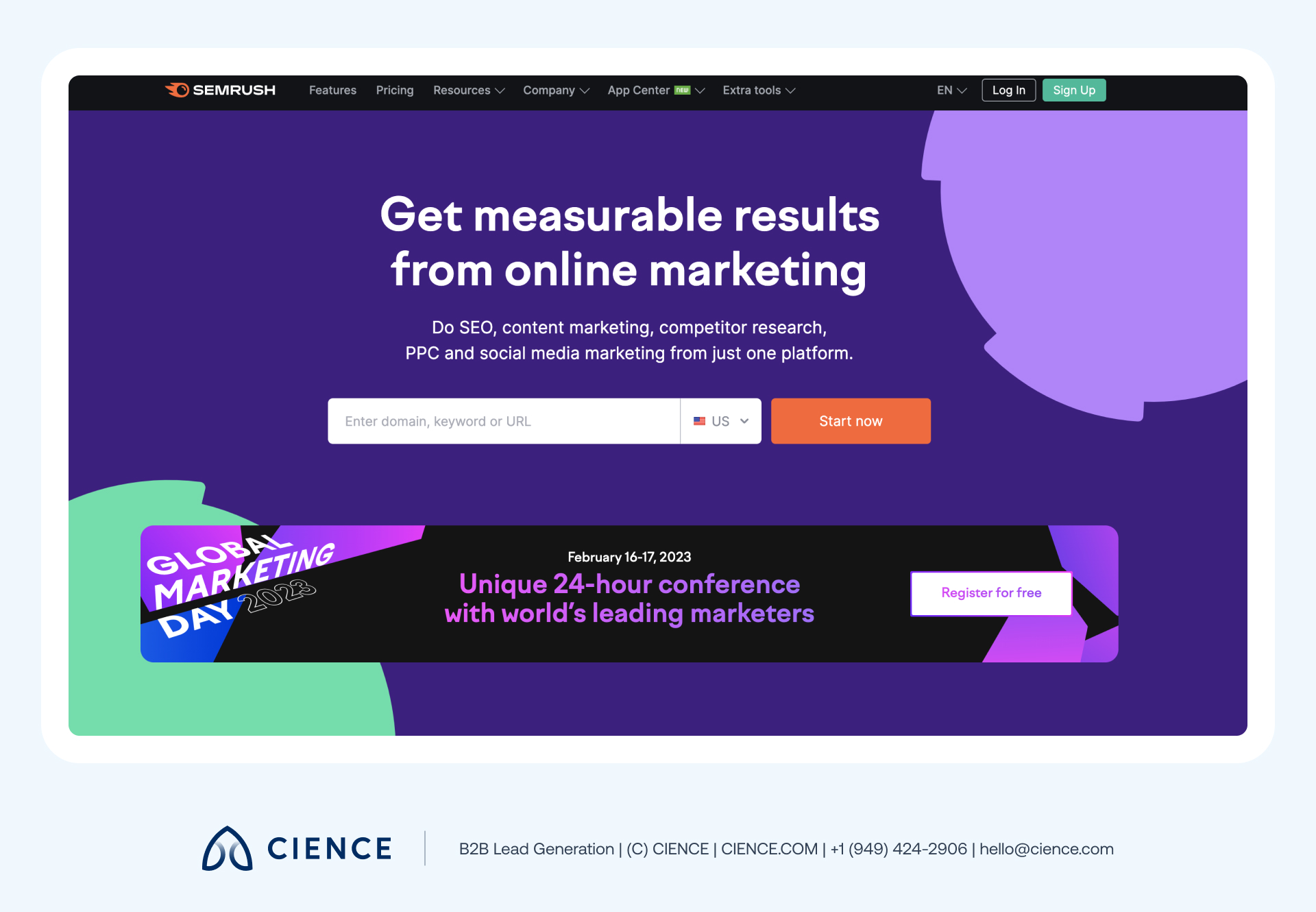 SEO platform interface showing keyword rankings, backlink profile, site audit results, and competitor comparison tools